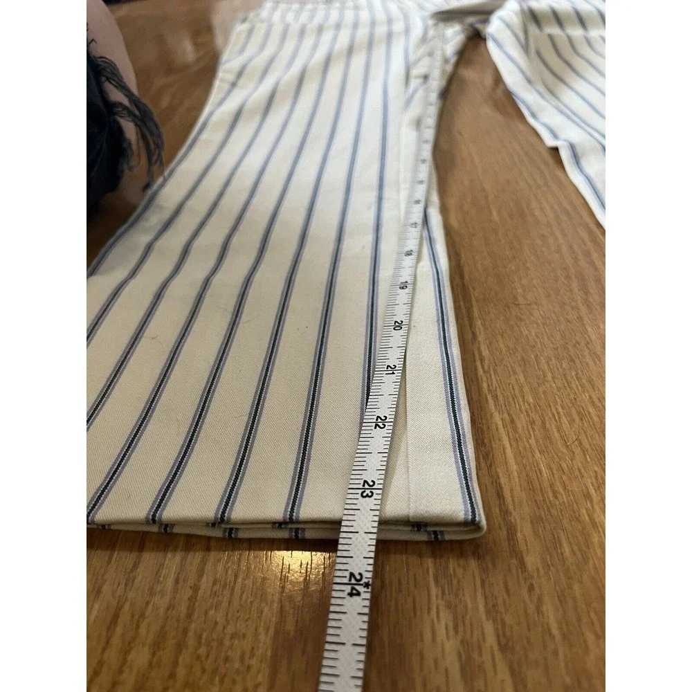 Anthropologie The Essential Slim Striped Crop Trouser Pants Size 2 - Picture 8 of 9